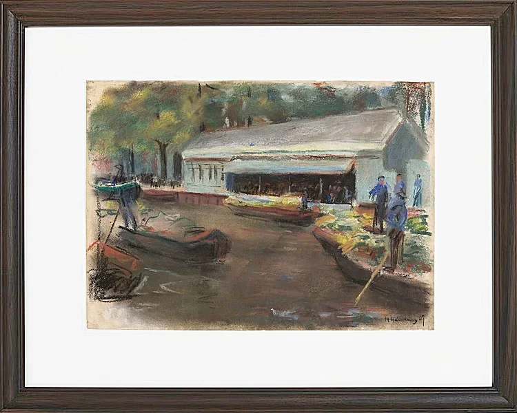 Max Liebermann - 13 Gemüsemarkt in Delft 1907 | Giclée Kunstdruck gerahmt