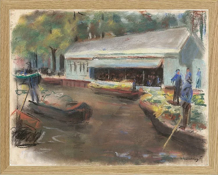 Max Liebermann - 13 Gemüsemarkt in Delft 1907 | Giclée Kunstdruck gerahmt