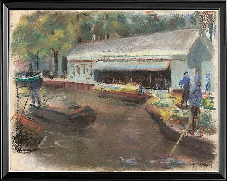 Max Liebermann - 13 Gemüsemarkt in Delft 1907 | Giclée Kunstdruck gerahmt