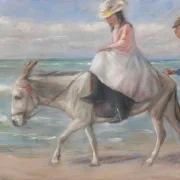 Max Liebermann - 15 Kind, auf einem Esel reitend 1901 | Giclée Kunstdruck gerahmt