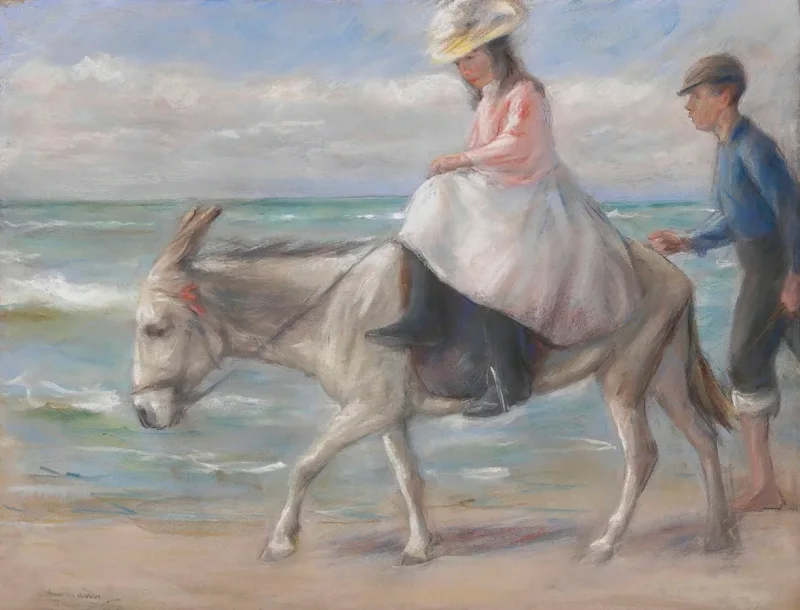 Max Liebermann - 15 Kind, auf einem Esel reitend 1901 | Giclée Kunstdruck gerahmt