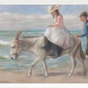 Max Liebermann - 15 Kind, auf einem Esel reitend 1901 | Giclée Kunstdruck gerahmt