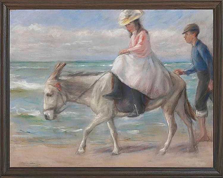 Max Liebermann - 15 Kind, auf einem Esel reitend 1901 | Giclée Kunstdruck gerahmt
