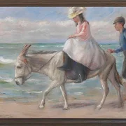Max Liebermann - 15 Kind, auf einem Esel reitend 1901 | Giclée Kunstdruck gerahmt