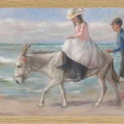 Max Liebermann - 15 Kind, auf einem Esel reitend 1901 | Giclée Kunstdruck gerahmt