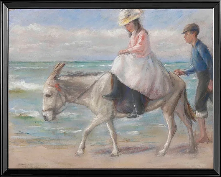 Max Liebermann - 15 Kind, auf einem Esel reitend 1901 | Giclée Kunstdruck gerahmt
