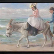 Max Liebermann - 15 Kind, auf einem Esel reitend 1901 | Giclée Kunstdruck gerahmt