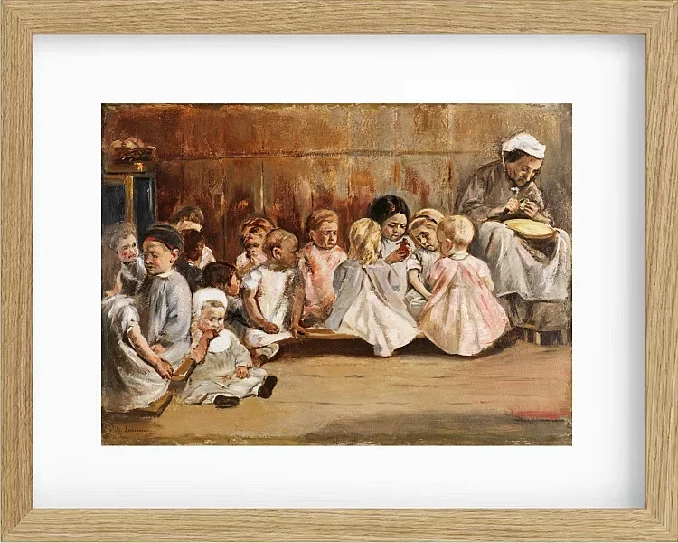 Max Liebermann - 16 Kleinkinderschule 1875 | Giclée Kunstdruck gerahmt