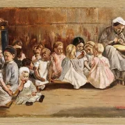 Max Liebermann - 16 Kleinkinderschule 1875 | Giclée Kunstdruck gerahmt
