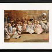 Max Liebermann - 16 Kleinkinderschule 1875 | Giclée Kunstdruck gerahmt