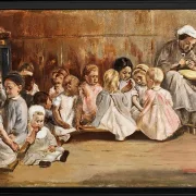 Max Liebermann - 16 Kleinkinderschule 1875 | Giclée Kunstdruck gerahmt