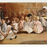Max Liebermann - 16 Kleinkinderschule 1875 | Giclée Kunstdruck gerahmt