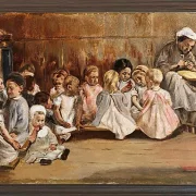 Max Liebermann - 16 Kleinkinderschule 1875 | Giclée Kunstdruck gerahmt