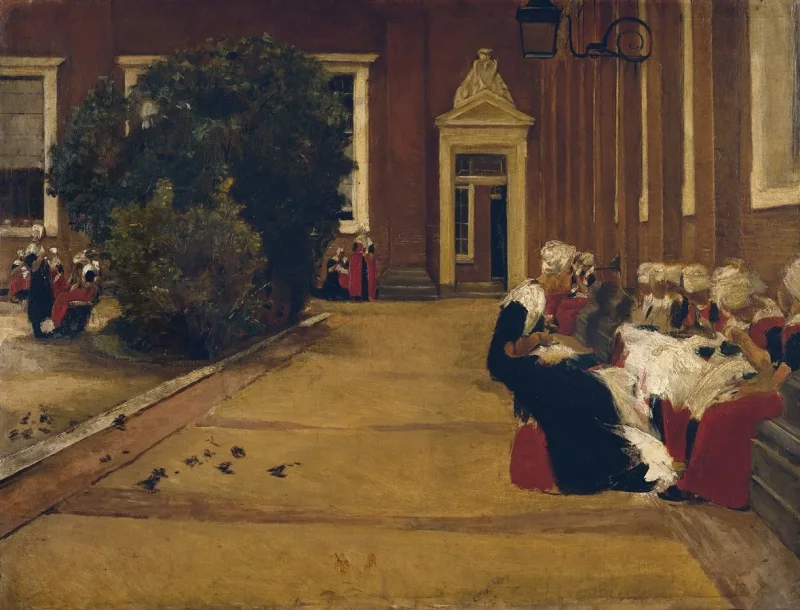Max Liebermann - 17 Waisenmädchen in Amsterdam 1876 | Giclée Kunstdruck gerahmt