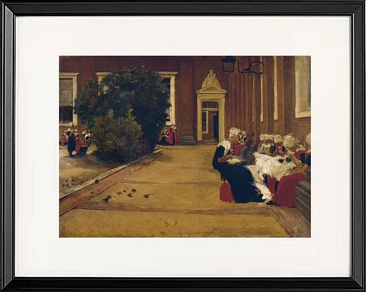 Max Liebermann - 17 Waisenmädchen in Amsterdam 1876 | Giclée Kunstdruck gerahmt