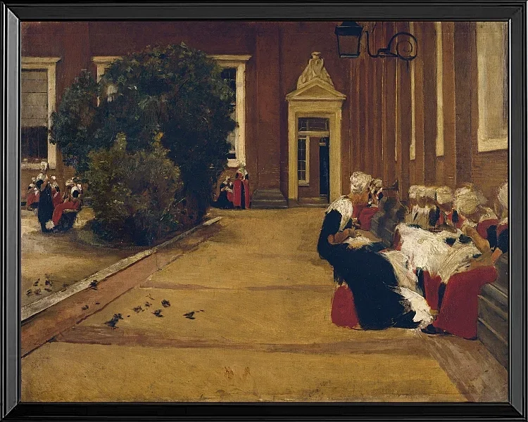 Max Liebermann - 17 Waisenmädchen in Amsterdam 1876 | Giclée Kunstdruck gerahmt