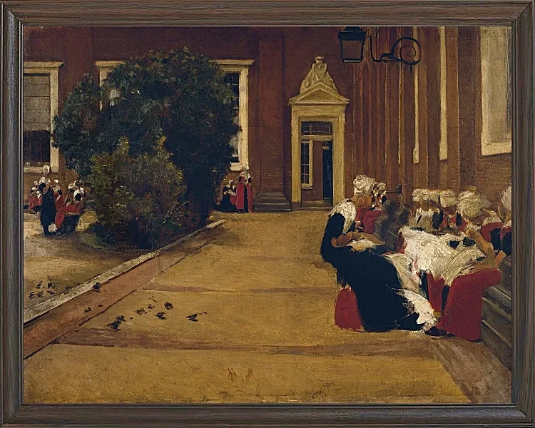 Max Liebermann - 17 Waisenmädchen in Amsterdam 1876 | Giclée Kunstdruck gerahmt
