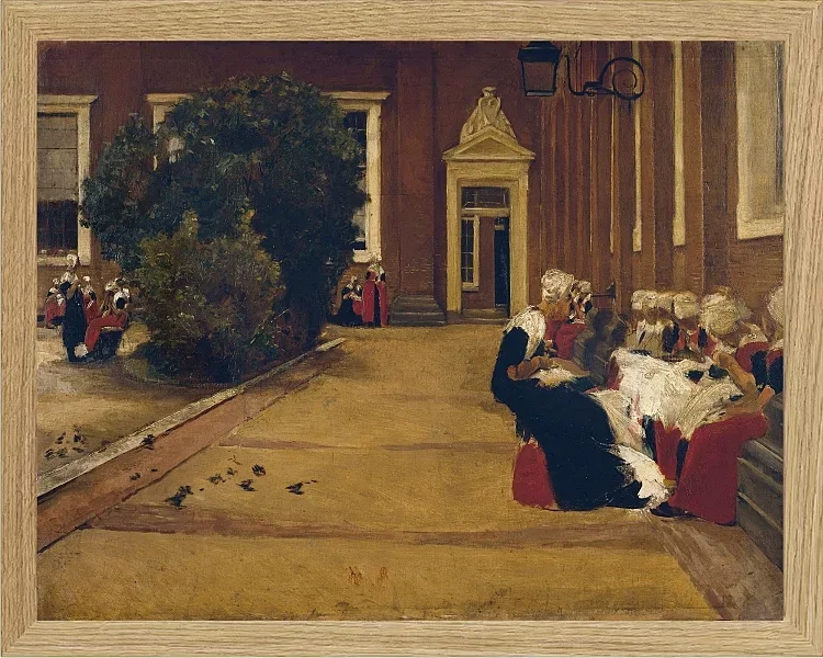 Max Liebermann - 17 Waisenmädchen in Amsterdam 1876 | Giclée Kunstdruck gerahmt