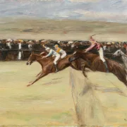 Max Liebermann - 18 Pferderennen in den Cascinen 1909 | Giclée Kunstdruck gerahmt