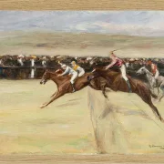 Max Liebermann - 18 Pferderennen in den Cascinen 1909 | Giclée Kunstdruck gerahmt