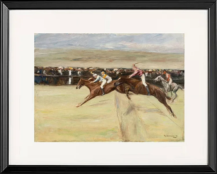 Max Liebermann - 18 Pferderennen in den Cascinen 1909 | Giclée Kunstdruck gerahmt