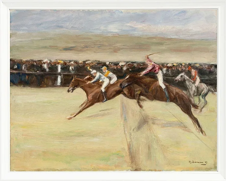 Max Liebermann - 18 Pferderennen in den Cascinen 1909 | Giclée Kunstdruck gerahmt