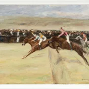 Max Liebermann - 18 Pferderennen in den Cascinen 1909 | Giclée Kunstdruck gerahmt
