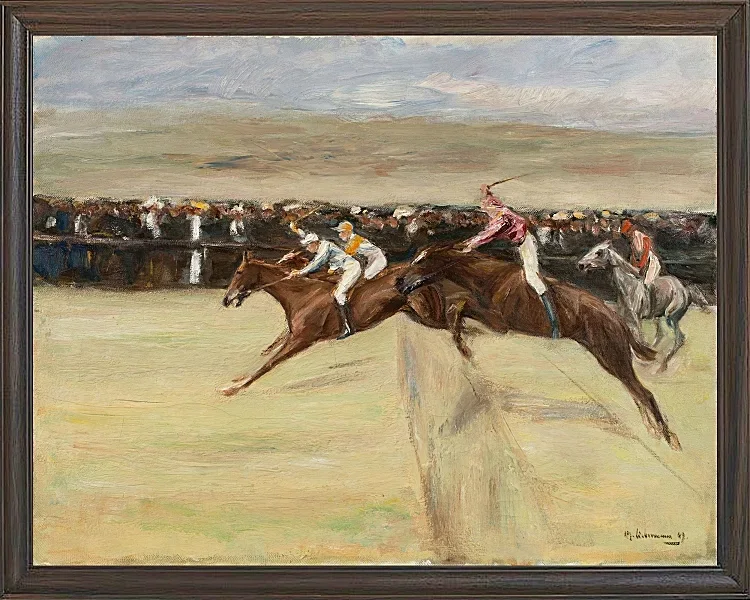 Max Liebermann - 18 Pferderennen in den Cascinen 1909 | Giclée Kunstdruck gerahmt