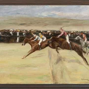 Max Liebermann - 18 Pferderennen in den Cascinen 1909 | Giclée Kunstdruck gerahmt
