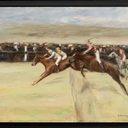 Max Liebermann - 18 Pferderennen in den Cascinen 1909 | Giclée Kunstdruck gerahmt