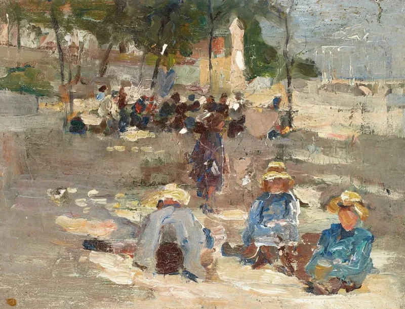 Max Liebermann - 19 Picknick im Park 1910 | Giclée Kunstdruck gerahmt