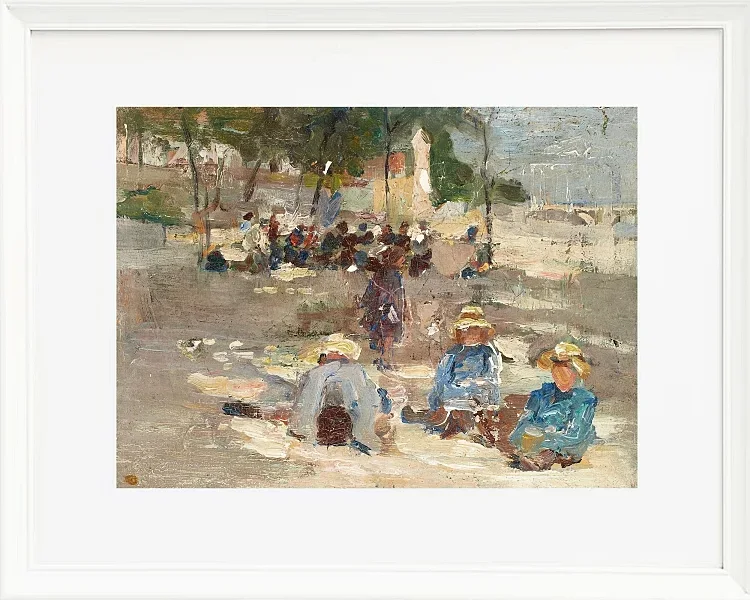 Max Liebermann - 19 Picknick im Park 1910 | Giclée Kunstdruck gerahmt
