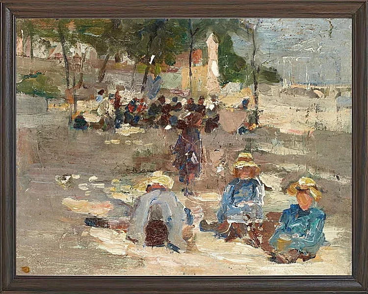 Max Liebermann - 19 Picknick im Park 1910 | Giclée Kunstdruck gerahmt