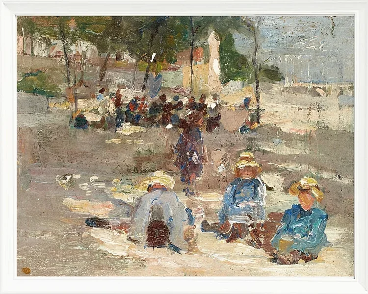 Max Liebermann - 19 Picknick im Park 1910 | Giclée Kunstdruck gerahmt
