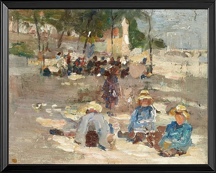 Max Liebermann - 19 Picknick im Park 1910 | Giclée Kunstdruck gerahmt