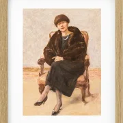 Max Liebermann - 20 Porträt von Lola Leder im Pelzmantel 1922 | Giclée Kunstdruck gerahmt