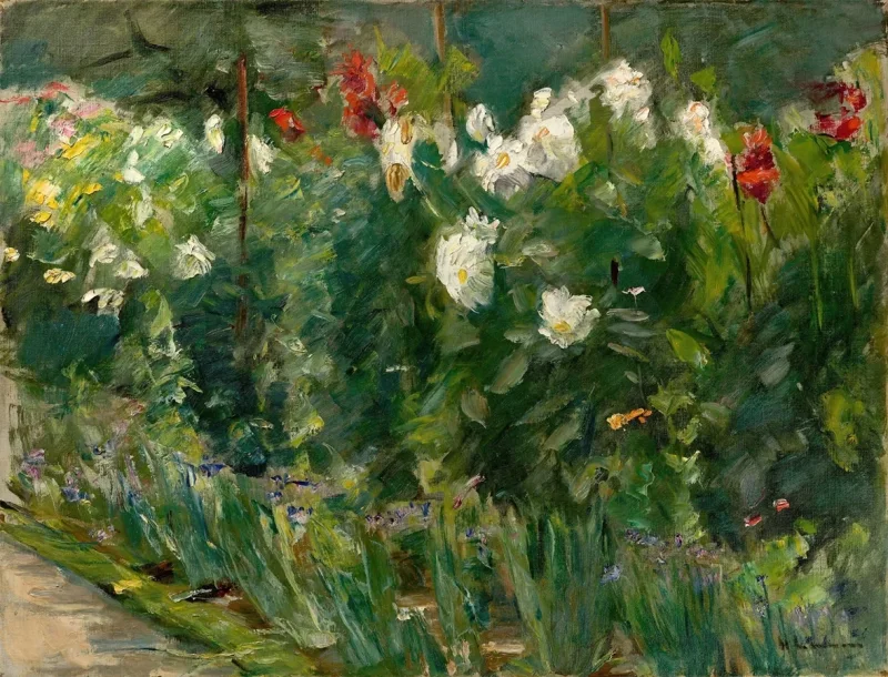 Max Liebermann - 24 Rote und weiße Blumen nach Südosten 1925 | Giclée Kunstdruck gerahmt