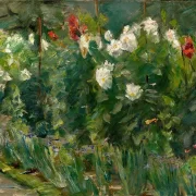 Max Liebermann - 24 Rote und weiße Blumen nach Südosten 1925 | Giclée Kunstdruck gerahmt