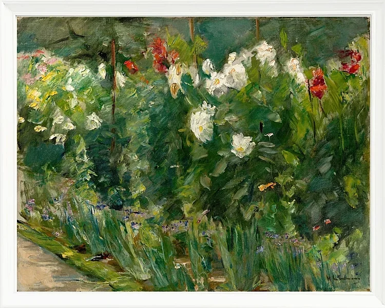 Max Liebermann - 24 Rote und weiße Blumen nach Südosten 1925 | Giclée Kunstdruck gerahmt