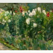 Max Liebermann - 24 Rote und weiße Blumen nach Südosten 1925 | Giclée Kunstdruck gerahmt