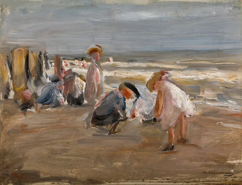 Max Liebermann - 29 Spielende Kinder am Strand 1898 | Giclée Kunstdruck gerahmt