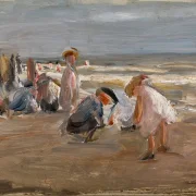 Max Liebermann - 29 Spielende Kinder am Strand 1898 | Giclée Kunstdruck gerahmt