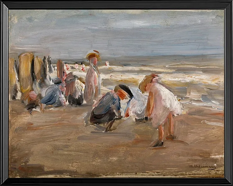 Max Liebermann - 29 Spielende Kinder am Strand 1898 | Giclée Kunstdruck gerahmt