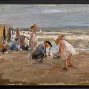 Max Liebermann - 29 Spielende Kinder am Strand 1898 | Giclée Kunstdruck gerahmt