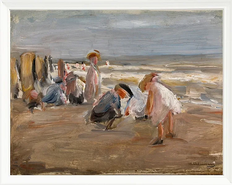 Max Liebermann - 29 Spielende Kinder am Strand 1898 | Giclée Kunstdruck gerahmt