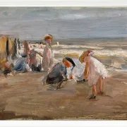 Max Liebermann - 29 Spielende Kinder am Strand 1898 | Giclée Kunstdruck gerahmt