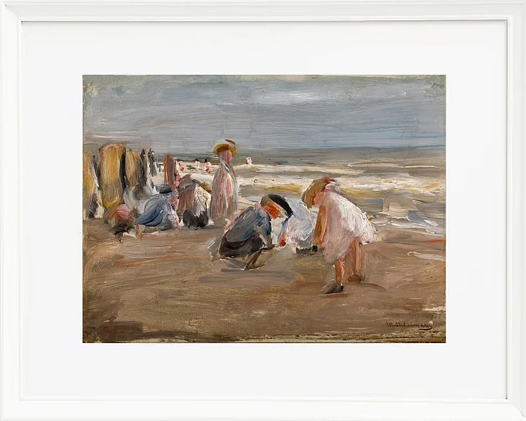 Max Liebermann - 29 Spielende Kinder am Strand 1898 | Giclée Kunstdruck gerahmt