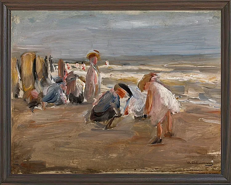 Max Liebermann - 29 Spielende Kinder am Strand 1898 | Giclée Kunstdruck gerahmt