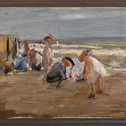 Max Liebermann - 29 Spielende Kinder am Strand 1898 | Giclée Kunstdruck gerahmt