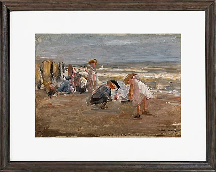 Max Liebermann - 29 Spielende Kinder am Strand 1898 | Giclée Kunstdruck gerahmt